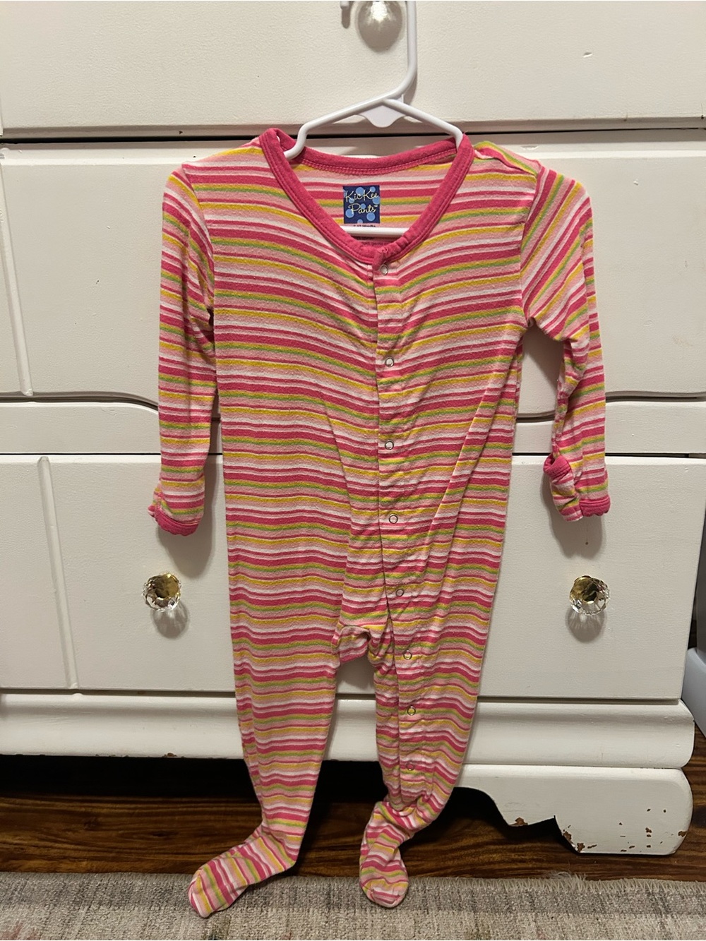 Kickee Pants Pink Multi-Stripe Footed One-Piece